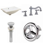 AMERICAN IMAGINATIONS 18.25" W CUPC Rectangle Undermount Sink Set In White, Chrome Hardware, Overflow Drain Incl. AI-25972